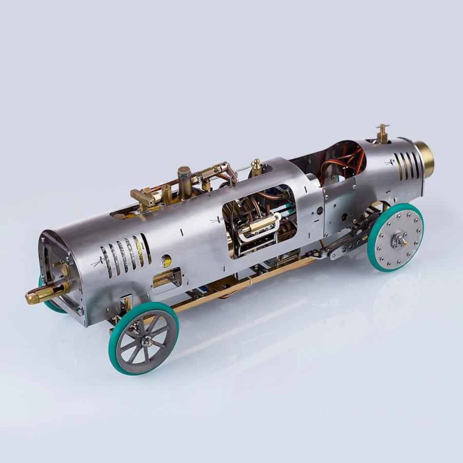 Model Engine * | Enginediy 1/10 Rc Rear-Drive Steam Vehicle Model Mini V4 Steam Engine With Gearbox And Boiler