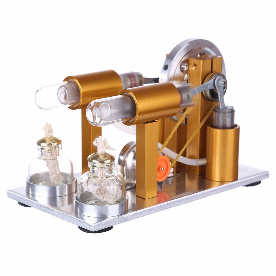 Stem Model * | Enginediy Two-Cylinder Stirling Engine Model Physics Experiment Generator Model