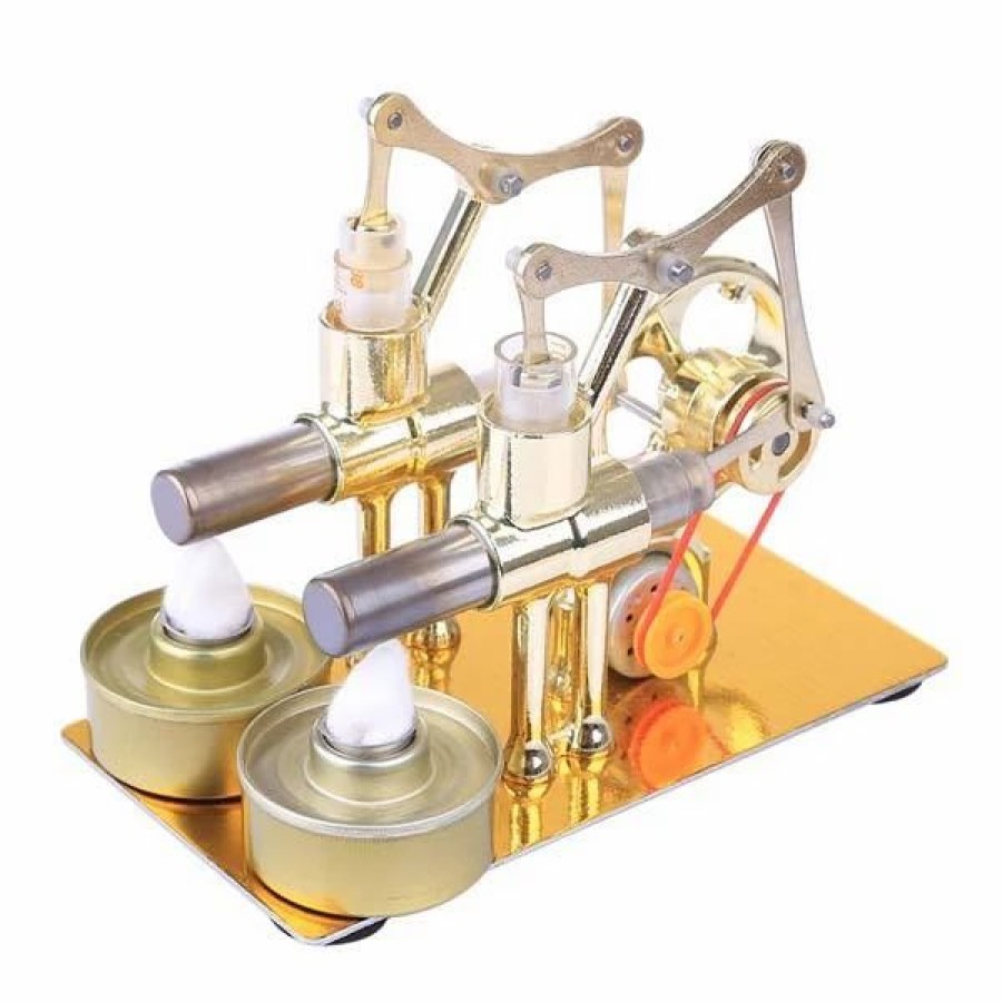 Model Engine * | 2 Cylinder Stirling Engine Electricity Generator With Bulb Stirling Engine Motor Model Enginediy