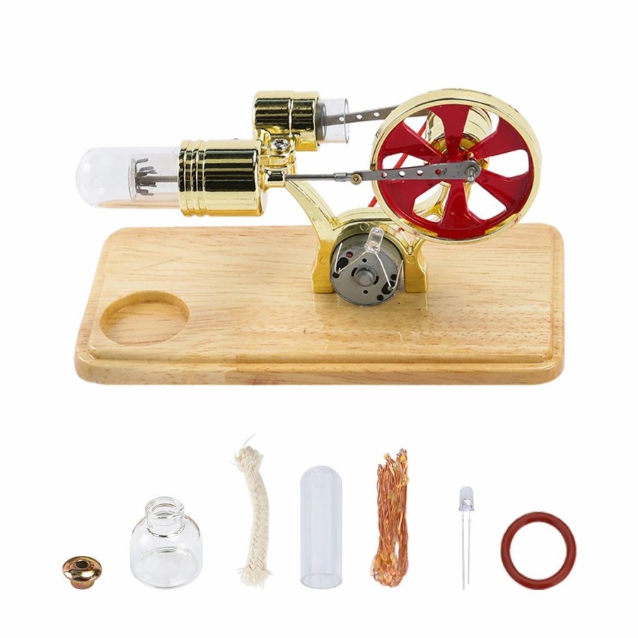 Model Engine * | Enginediy Enjomor Gamma Hot Air Stirling Engine Generator Model With Led Lights