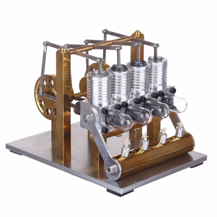 Model Engine * | Stirling Engine Kit Domineering All Metal 4 Cylinder Stirling Engine Model Gift For Collection Enginediy