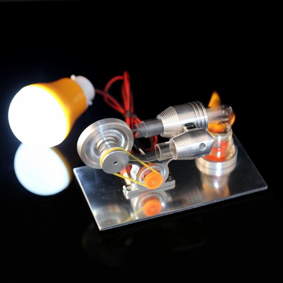 Model Engine * | Stirling Engine Model With Electricity Generator Light Up Colorful Led Enginediy