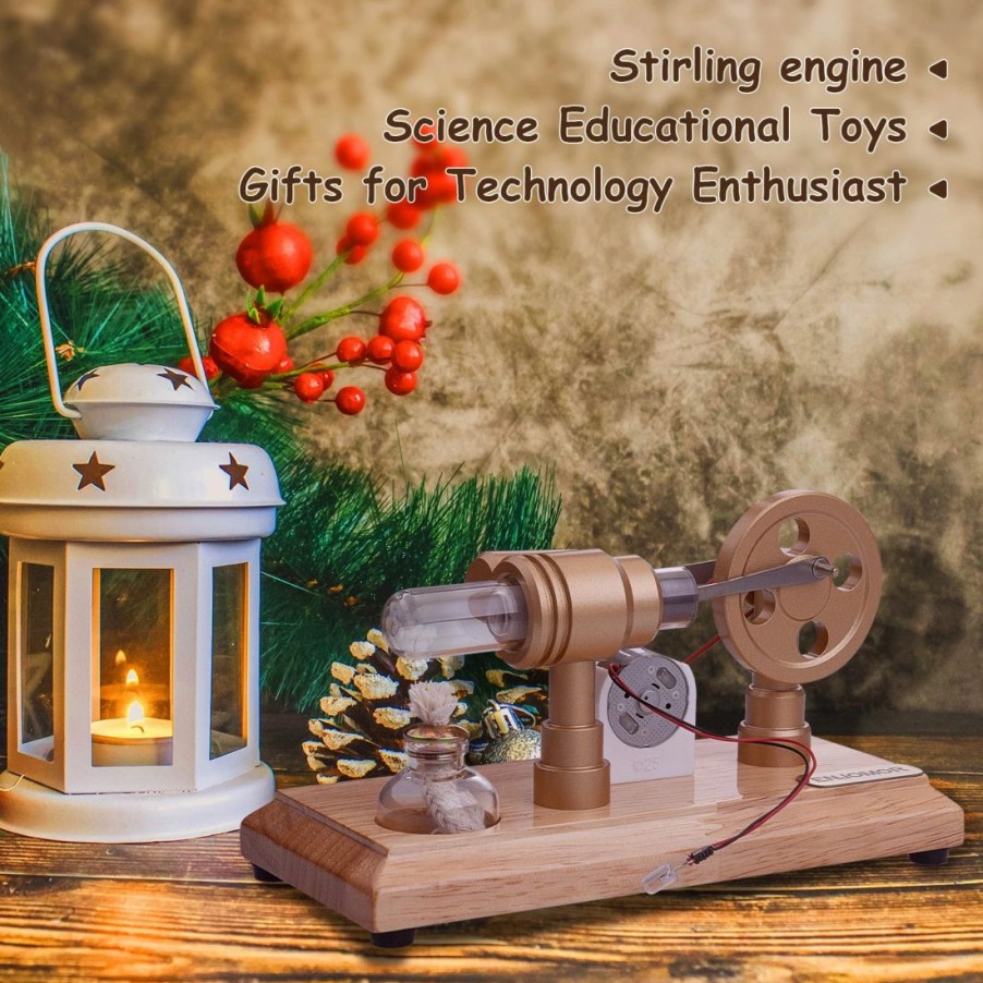 Model Engine * | Enginediy Enjomor Gamma Hot Air Stirling Engine External Combustion Engine Model With Led Light