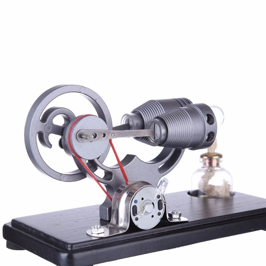 Model Engine * | Enginediy Enjomor Retro -Shape Stirling Engine Kit Generator With Led Lights Stem Toy