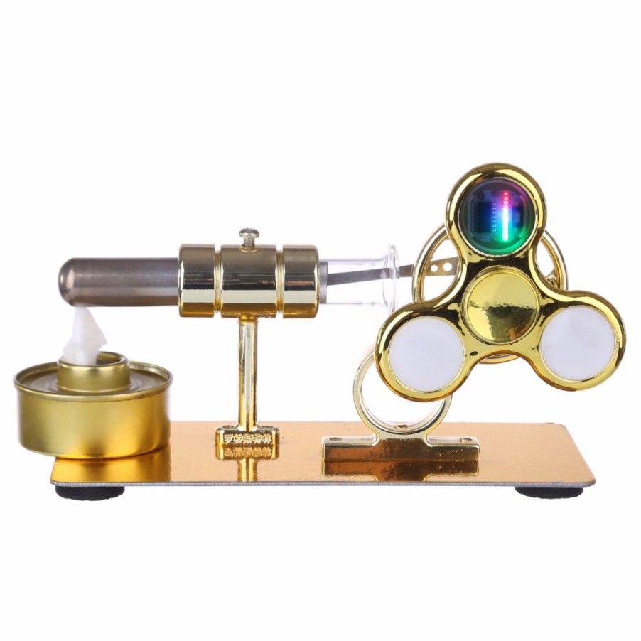 Model Engine * | Engine Diy Stirling Engine Model With Luminous Gyroscope Physical Experiment Sterling Engine Creative Gift