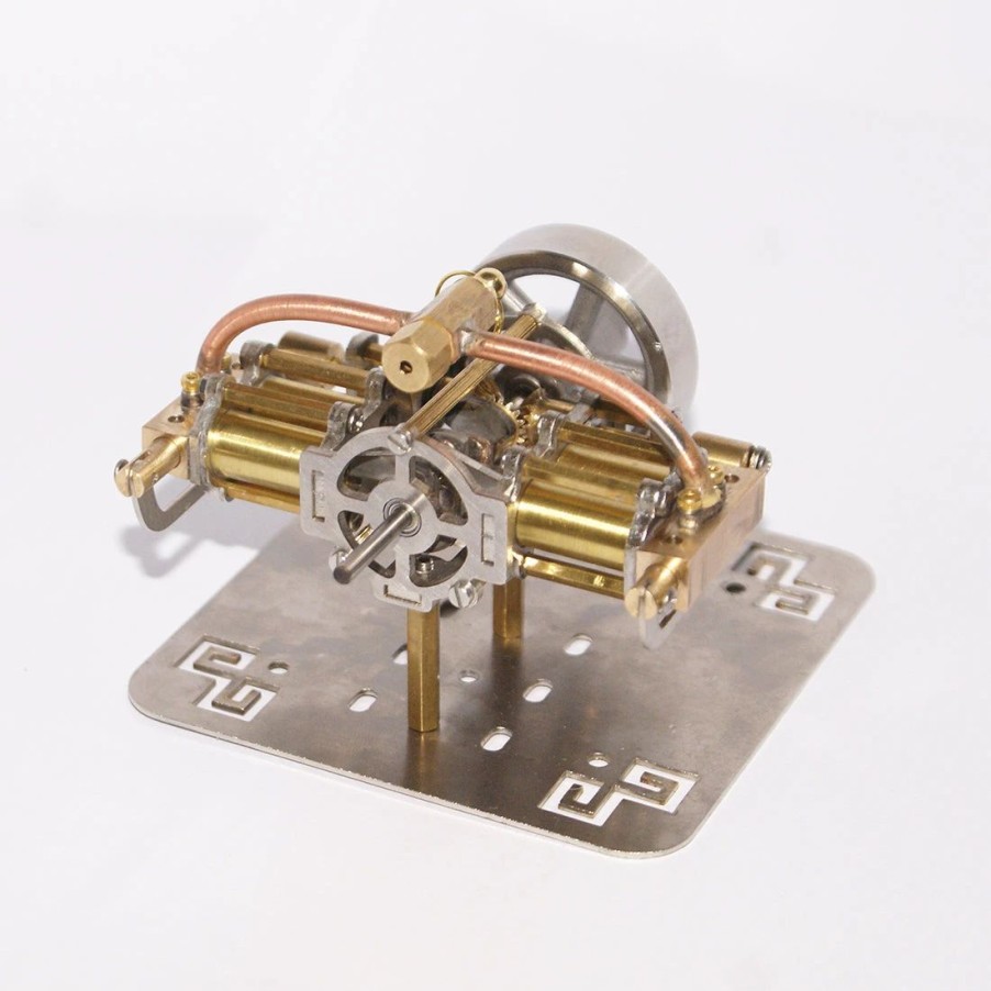 Model Engine * | Mini 4 Cylinders Horizontally Opposed Steam Engine Model Without Boiler For Model Ship Gift Collection Enginediy