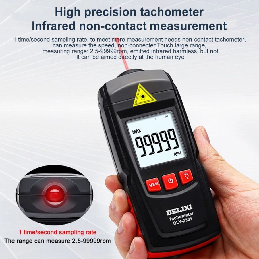 Accessories * | Enginediy High Precision Laser Non-Contact Tachometer Measuring Instrument