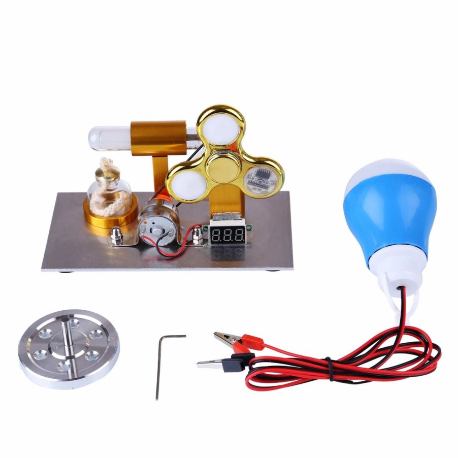 Stem Model * | Enginediy Enjomor L-Shaped Stirling Engine Model With Bulb, Gyroscopes And Voltage Digital Display Meter Stem Toy