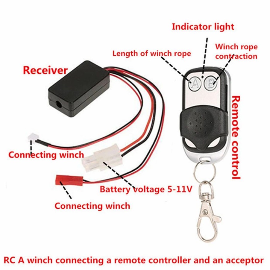 Accessories * | Engine Diy Rc Climbing Car Model Car Winch Remote Control Wireless Rc System Receiver For Hsp Axial Scx10/Tamiya Cc01/Traxxas/Redcat/Hpi