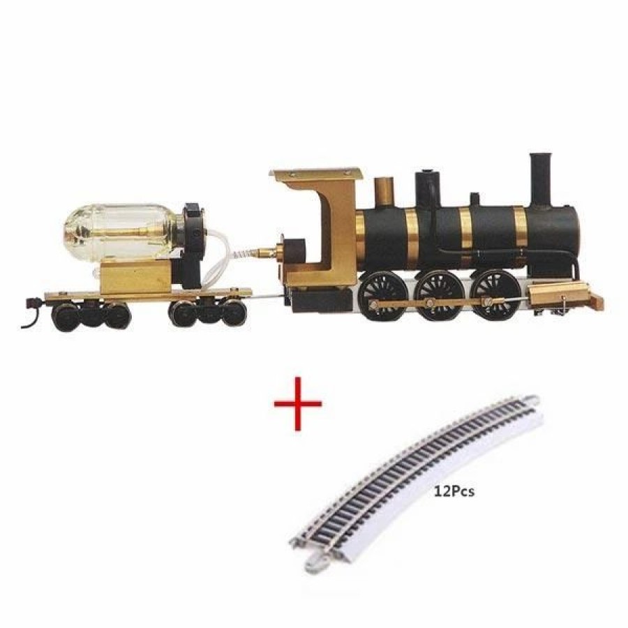 Model Engine * | Engine Diy Live Steam Locomotive Model Train Engine 1:87 Ho Scale With Steam Engine Boiler Fuel Tank Track