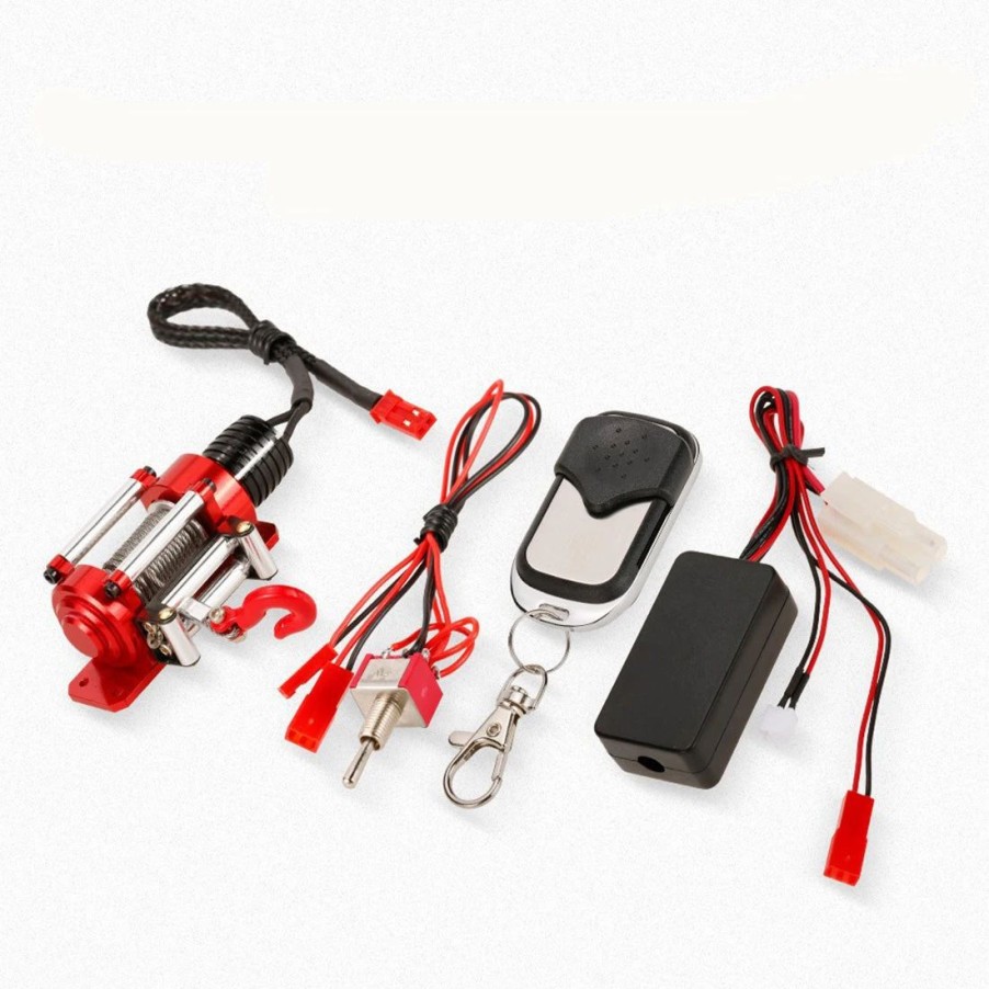 Accessories * | Engine Diy Metal Electric Winch Steel Rope Hook With Wireless Remote Controller For Hsp 1/10 Traxxas Redcat Hpi Tamiya Cc01 Rc Crawler