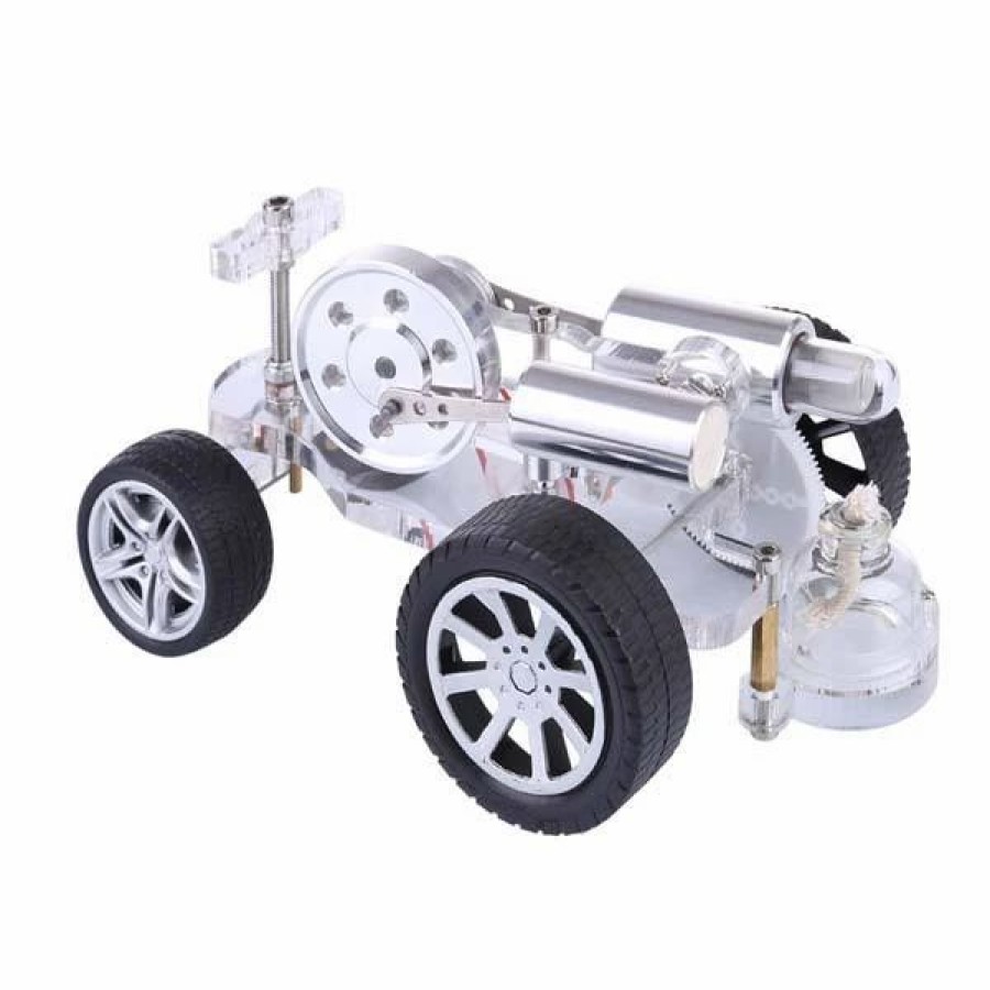 Model Engine * | Engine Diy Stirling Engine Car Motor Model With Steering Science Educational Toy Enginediy