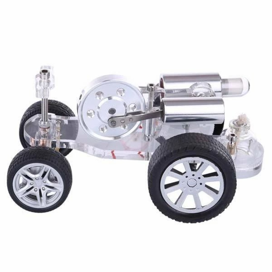 Model Engine * | Engine Diy Stirling Engine Car Motor Model With Steering Science Educational Toy Enginediy