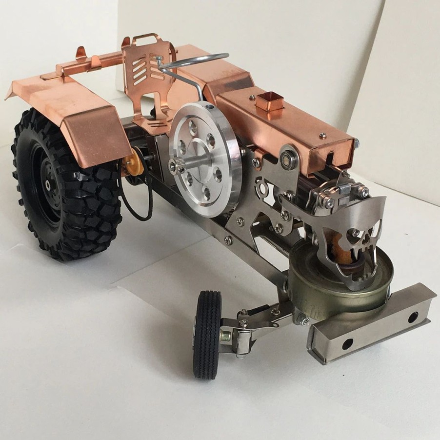 Model Engine * | Enginediy Stirling Engine Agricultural Tractor Model Hot Air Stirling Engine Toy With Movable Skull Head