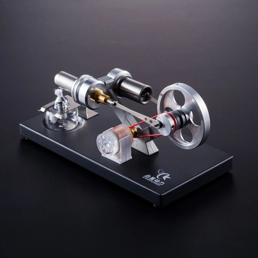 Model Engine * | Enginediy Stirling Engine Model Stirling Engine Electricity Power Generator 4 Led Light Education Toy