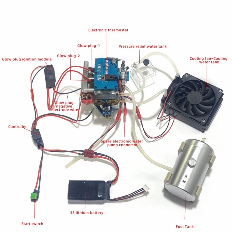 Accessories * | Enginediy Start Ignition And Water Cooling Kit For Nr200 Gasoline Engine