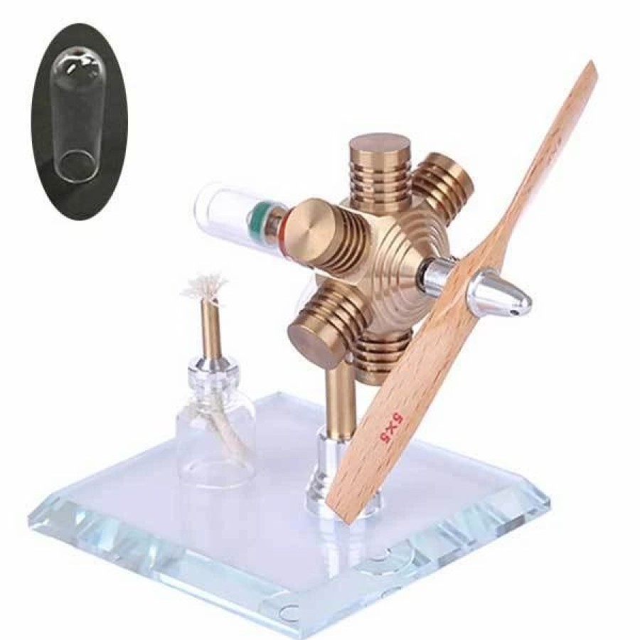 Model Engine * | Engine Diy Stirling Engine Kit Hexagonal Shape Free Piston Stirling Engine With Propeller Enginediy