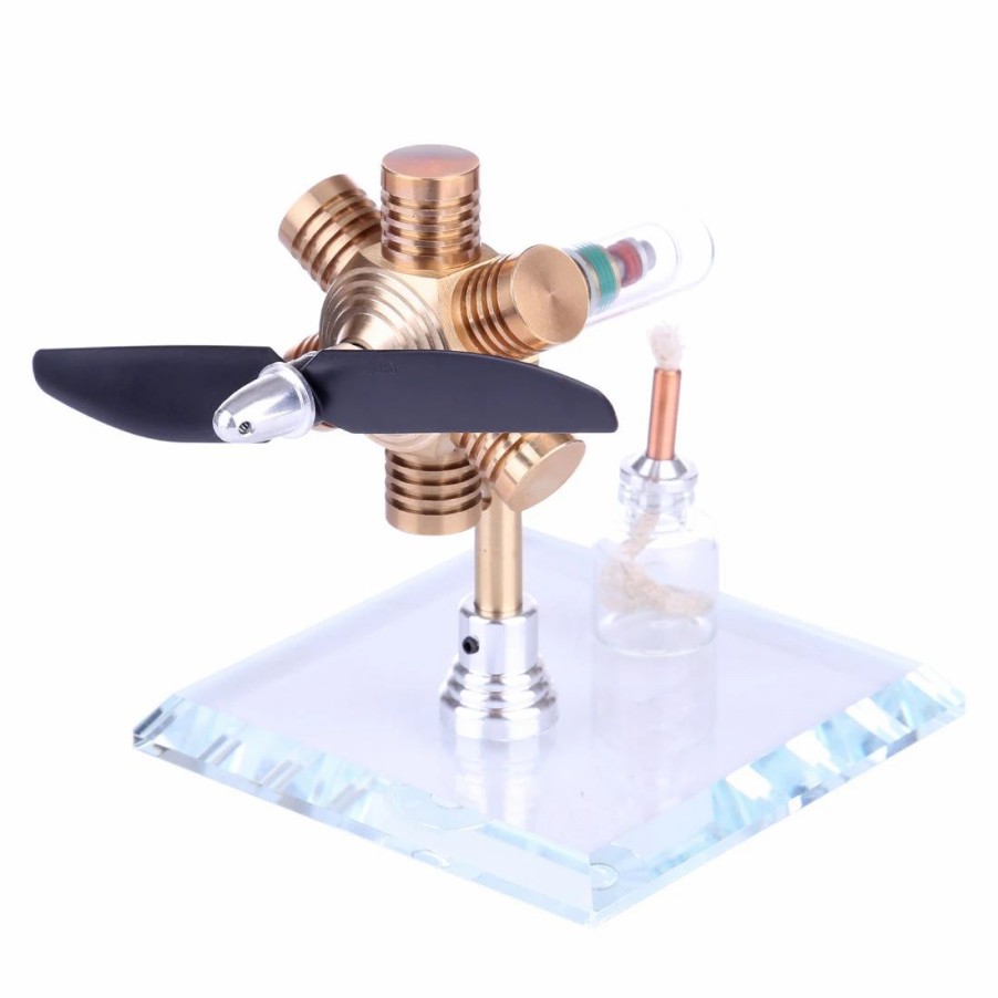 Model Engine * | Engine Diy Stirling Engine Kit Hexagonal Shape Free Piston Stirling Engine With Propeller Enginediy