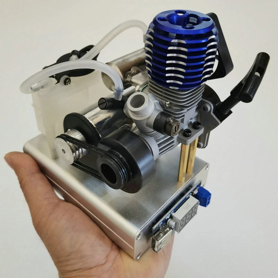 Stem Model * | Enginediy Level 15 12V 2 Stroke Methanol Nitro Engine Generator Model With Cooling Fan (5V 1.5A Usb Charging)