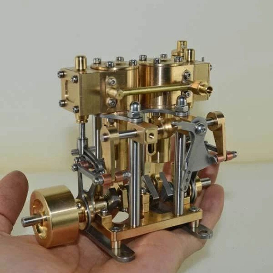 Model Engine * | Enginediy 2 Cylinder Marine Steam Engine Reciprocating All Copper Steam Engine Gift Collection