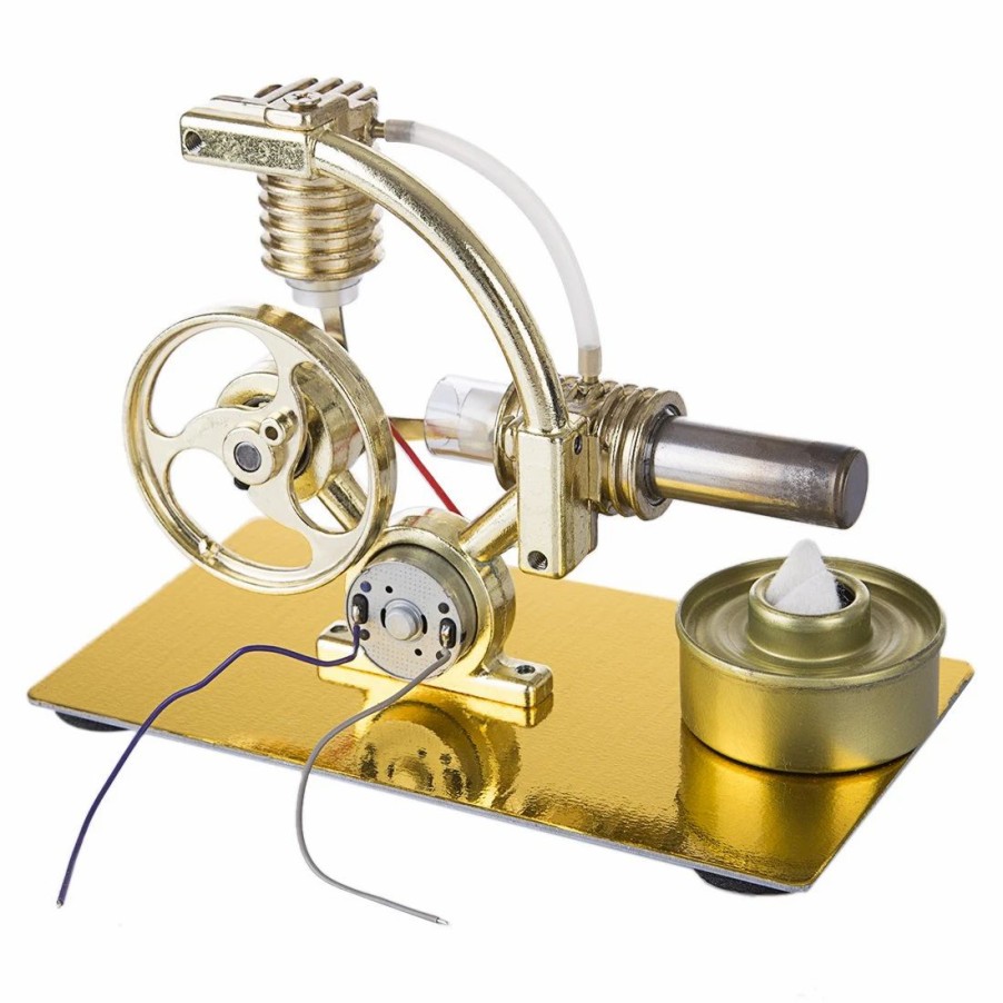 Model Engine * | Enginediy Stirling Engine L-Shape Single Cylinder Stirling Engine Generator Model With Big Bulb