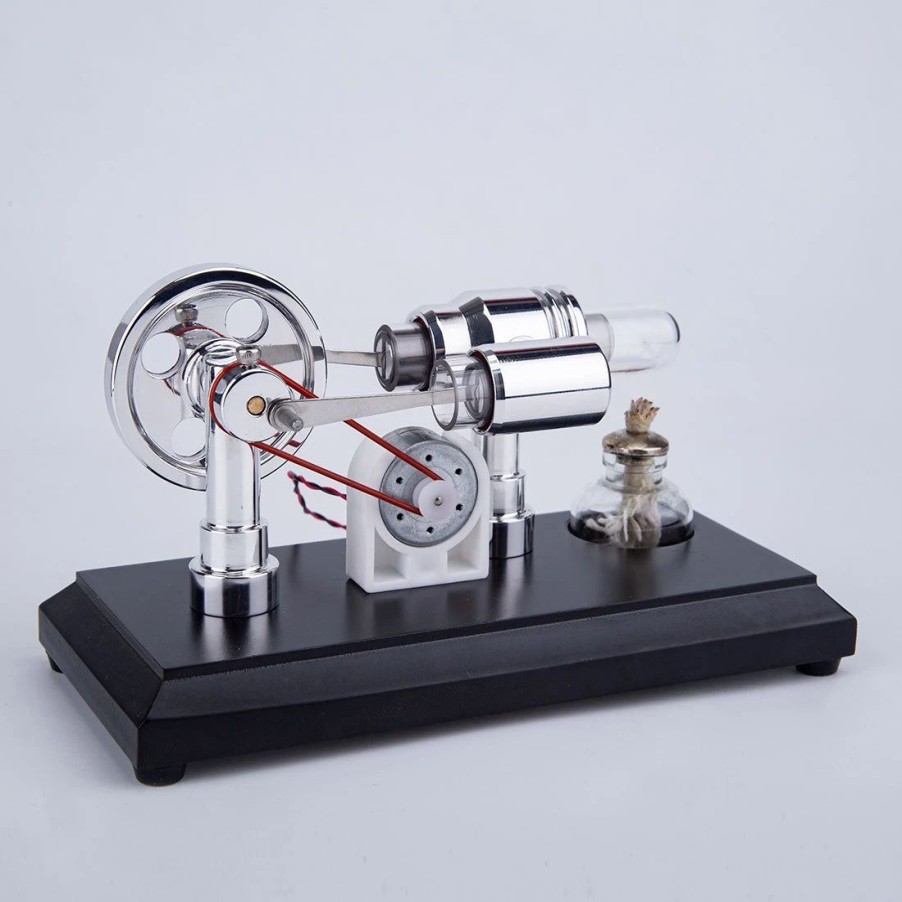 Model Engine * | Enjomor Metal Gamma Hot-Air Stirling Engine Model With Lamp Beads Educational Toys Ideal Engine Model Gift For Your Kids-Enginediy