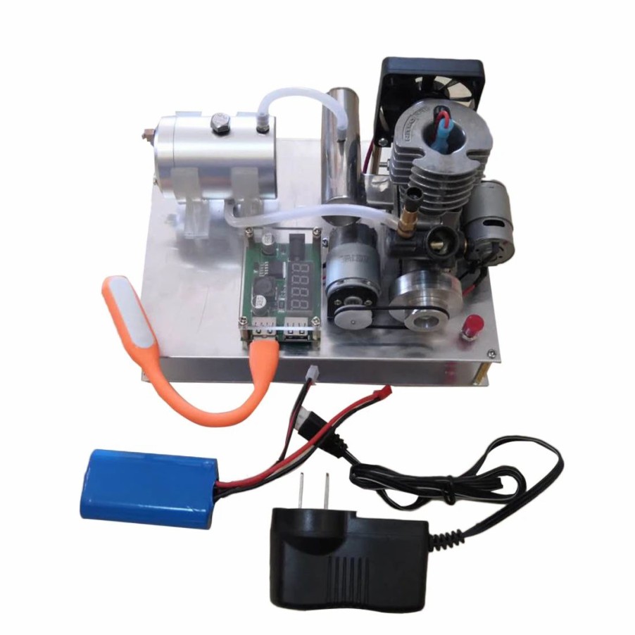 Stem Model * | Engine Diy Single Cylinder 2-Stroke Air-Cooled Methanol Engine Generator Model With Voltage Digital Display And Dual Usb Charging Module (One-Key Electric Start)