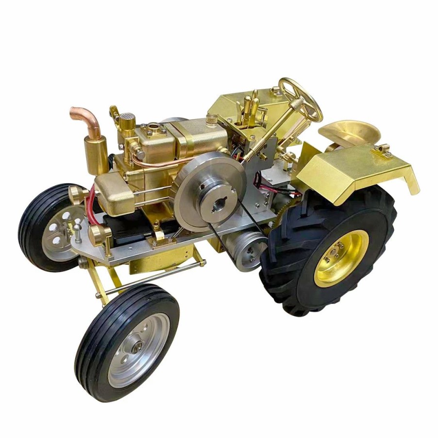 Model Engine * | Enginediy T12 Antique Roller Tractor Model With 1.6Cc Mini Horizontal Single-Cylinder Water-Cooled Gasoline Ic Engine