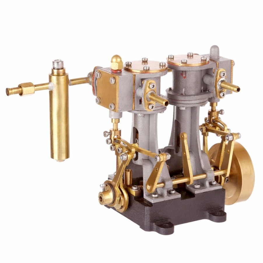 Model Engine * | Engine Diy Mini Double-Cylinder Compound Steam Engine With Reversing Device For Steam Ship, Rc Ship, Rc Boat