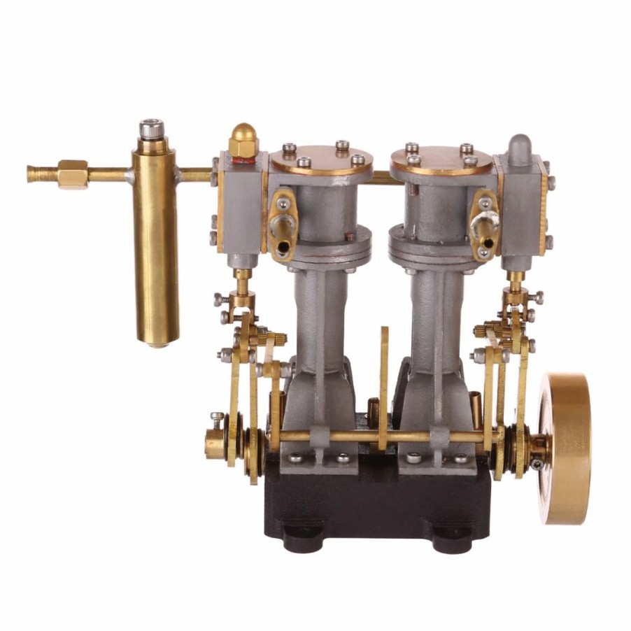 Model Engine * | Engine Diy Mini Double-Cylinder Compound Steam Engine With Reversing Device For Steam Ship, Rc Ship, Rc Boat