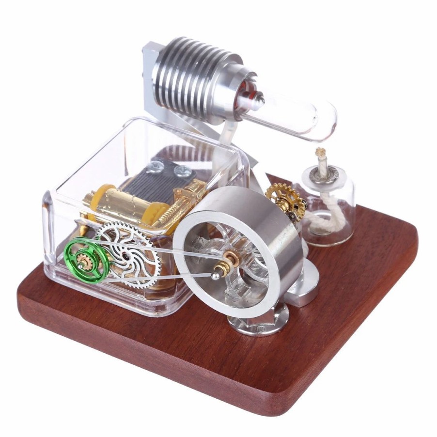 Model Engine * | Enginediy Stirling Engine Model With Rotating Mechanical Music Box Science Experiment Engine Toy