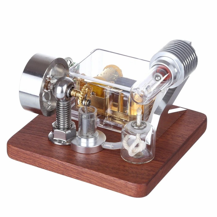 Model Engine * | Enginediy Stirling Engine Model With Rotating Mechanical Music Box Science Experiment Engine Toy