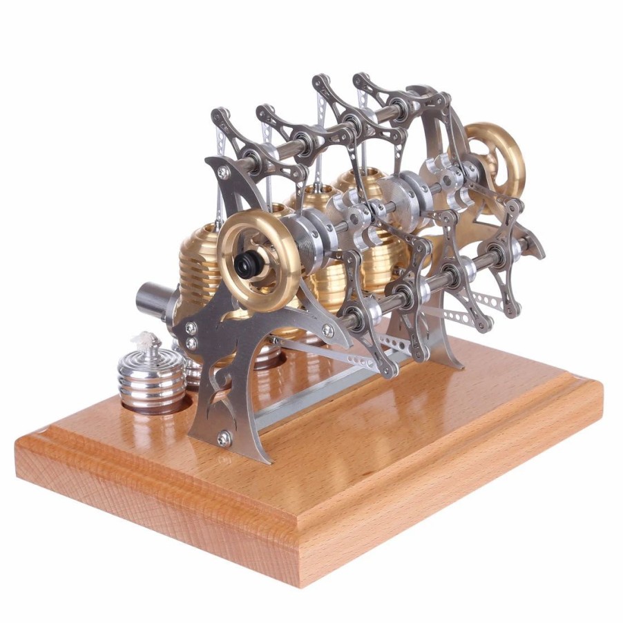 Model Engine * | Enginediy Stirling Engine Model That Works All Metal 4 Cylinder Assembled Stirling Engine Model