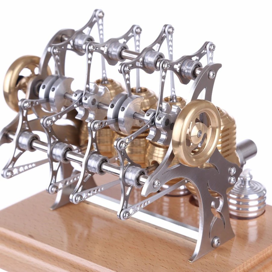 Model Engine * | Enginediy Stirling Engine Model That Works All Metal 4 Cylinder Assembled Stirling Engine Model