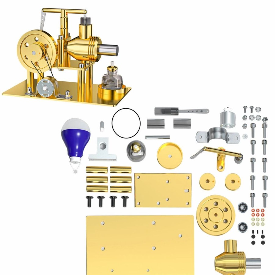 Model Engine * | Enginediy Enjomor Diy Stirling Engine Model Kit Metal Balance Hot Air Stirling Engine Model Educational Toy