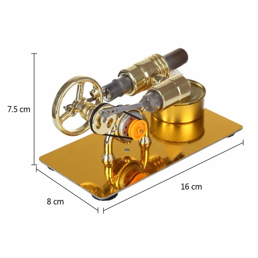 Model Engine * | Enginediy Hot Air Stirling Engine External Combustion Engine Model With Led Bulb Golden