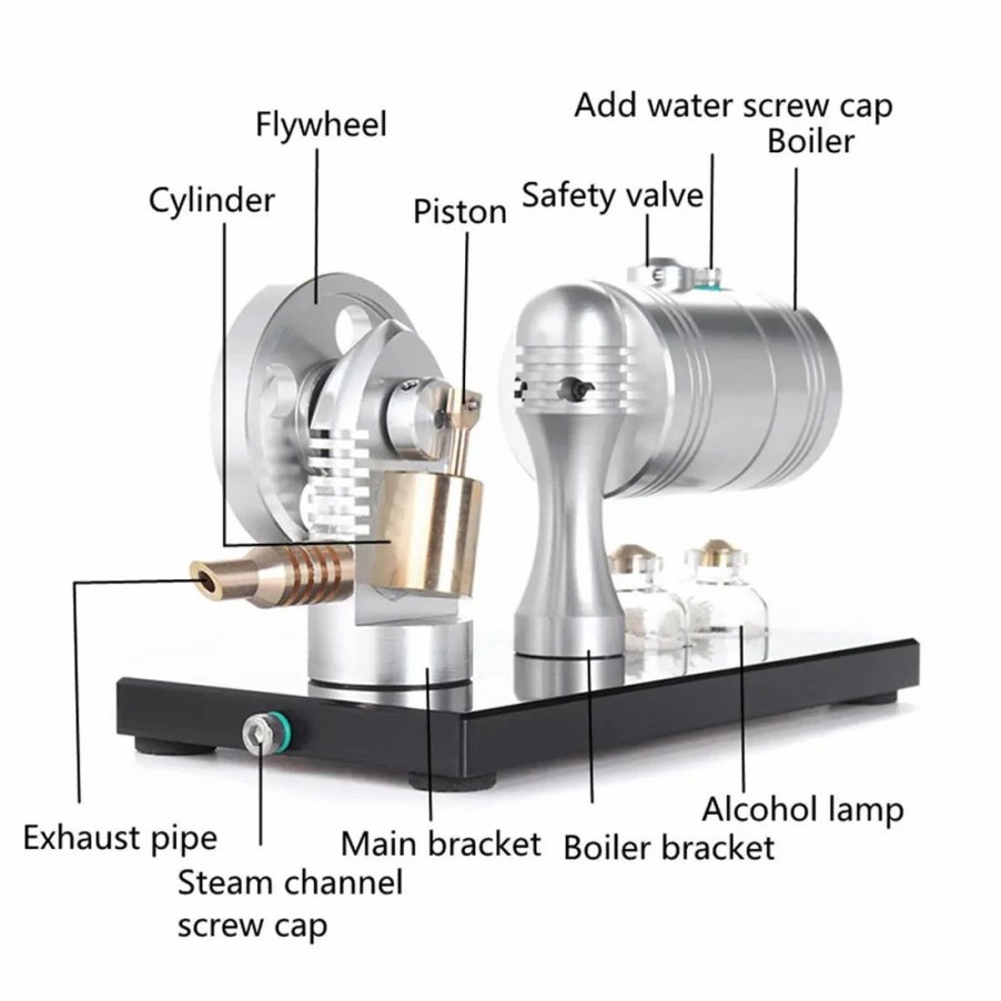 Model Engine * | Retro Steam Engine Model With Bootable Steam Heating Boiler Steam Engine Science Toy Enginediy