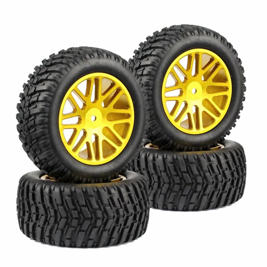 Accessories * | Engine Diy 4Pcs Metal Off-Road Rally Tyres With 12Mm Adapter For Hsp Hpi Wr8 1/10 94177 94170 94118 Rc Model Car Random Color