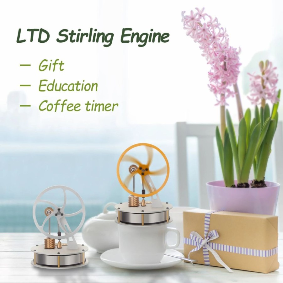 Model Engine * | Enginediy Enjomor Stirling Engine Metal Low Temperature Difference Ltd Coffee Engine Gear Transmission Heat Engine Model