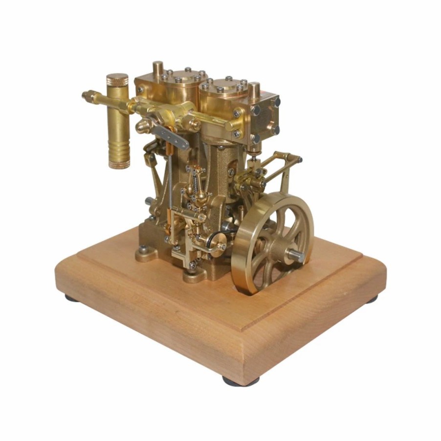 Model Engine * | Enginediy M30 3.7Cc Mini Retro Vertical Double-Cylinder Reciprocating Double-Acting Steam Engine Model Toys With Speed Reducer