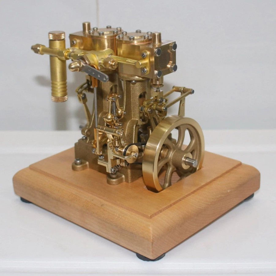 Model Engine * | Enginediy M30 3.7Cc Mini Retro Vertical Double-Cylinder Reciprocating Double-Acting Steam Engine Model Toys With Speed Reducer