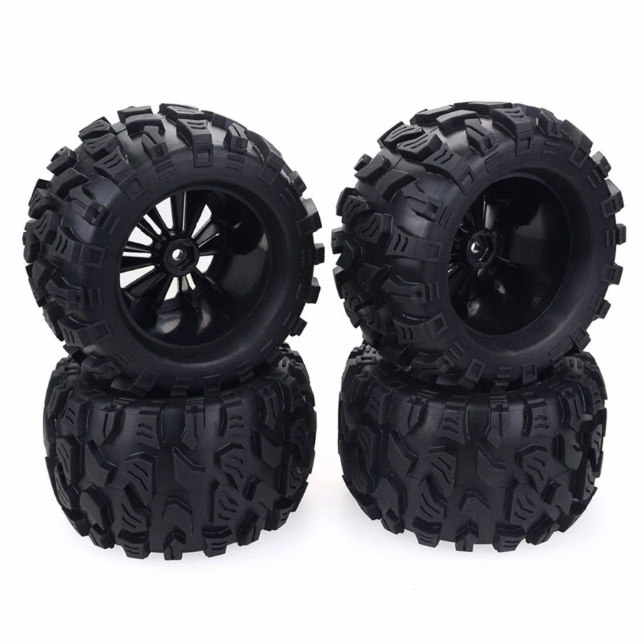 Accessories * | Engine Diy 4Pcs 1/10 Rc Rubber Tyre Wheel For Hsp 94111 94108 94188 Off-Road Monster Trucks