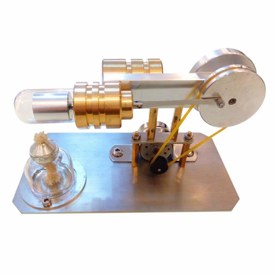 Model Engine * | Engine Diy Stirling Engine Kit Single Cylinder Engine Motor Model With Stainless Steel Base Enginediy