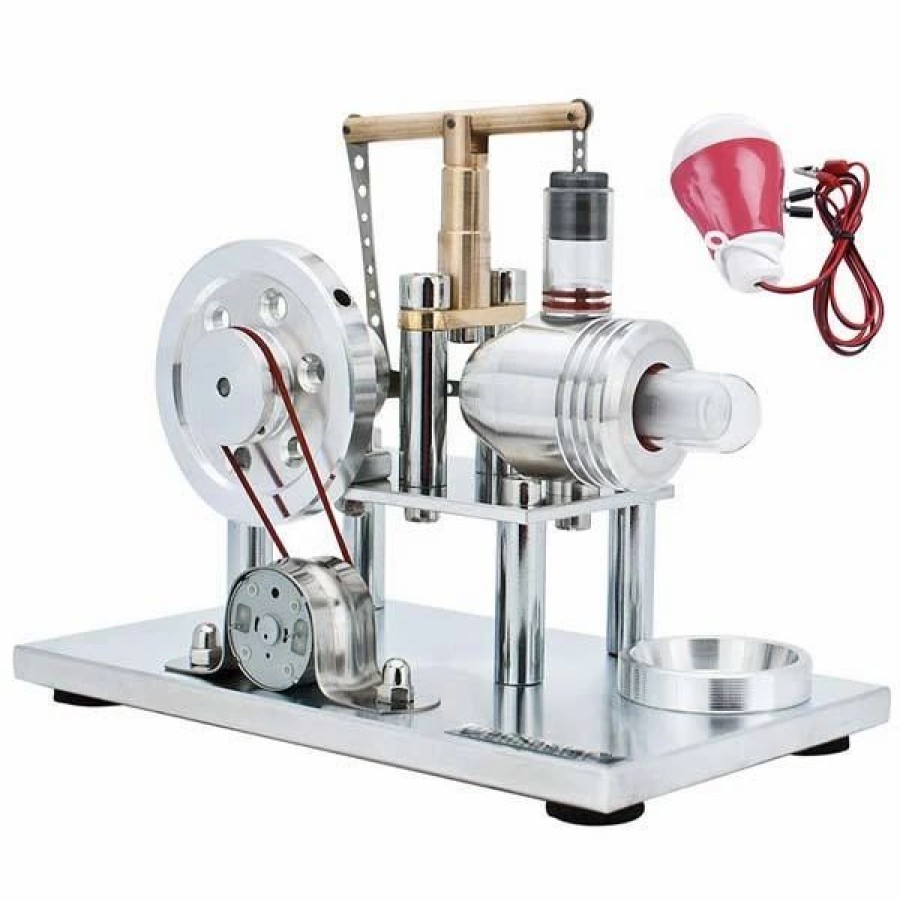 Model Engine * | Hot Air Stirling Engine Kit Electricity Generator With Colorful Led And Bulb Enginediy