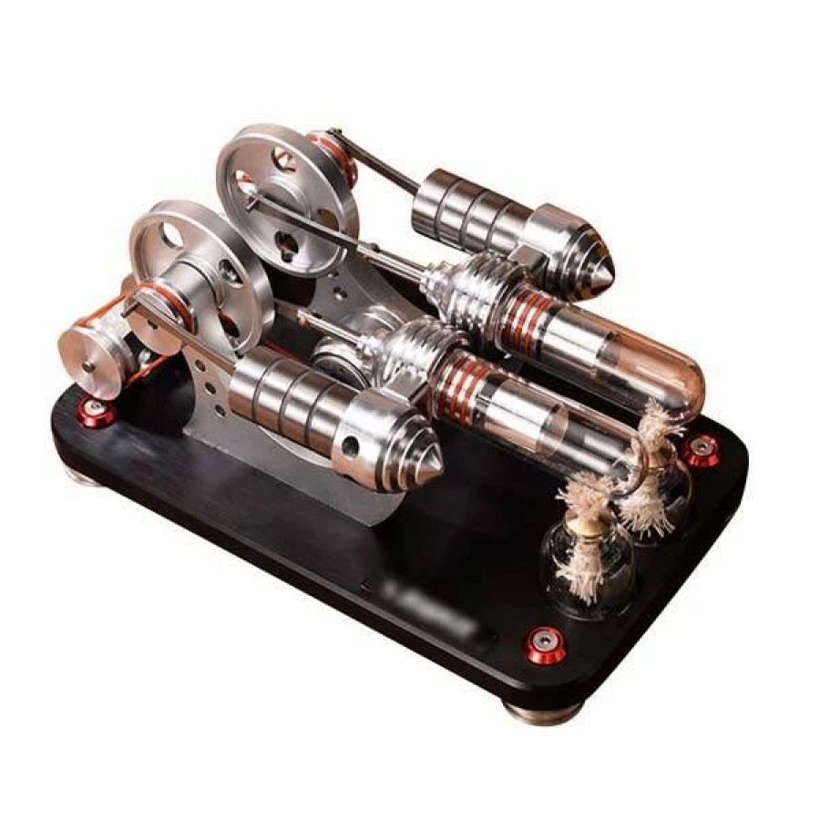 Model Engine * | Enginediy Stirling Engine Kit Two Cylinder Stirling Engine With Electricity Generator Model Gift Collection