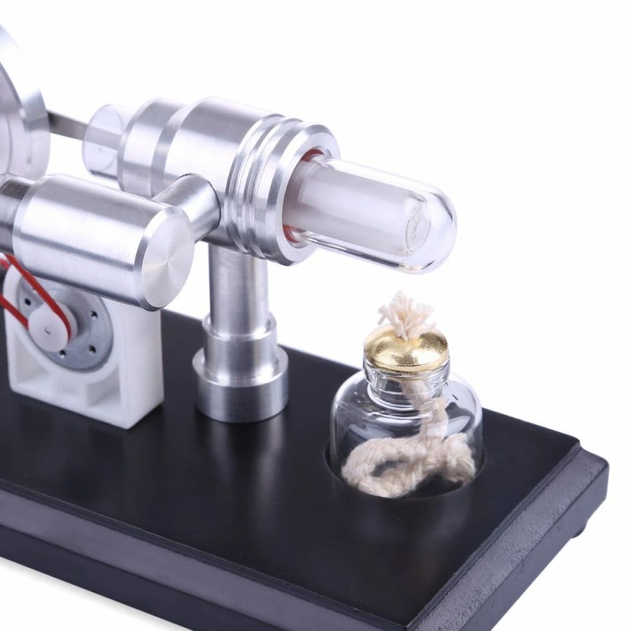 Model Engine * | Enginediy Stirling Engine Kit Double-Cylinder Stirling Engine Generator Electricity With Colorful Led Lights