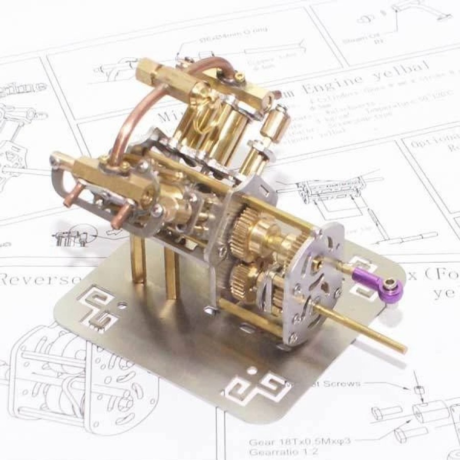 Model Engine * | Enginediy Mini V4 Steam Engine Model With Reverse Gearbox Toy Creative Gift