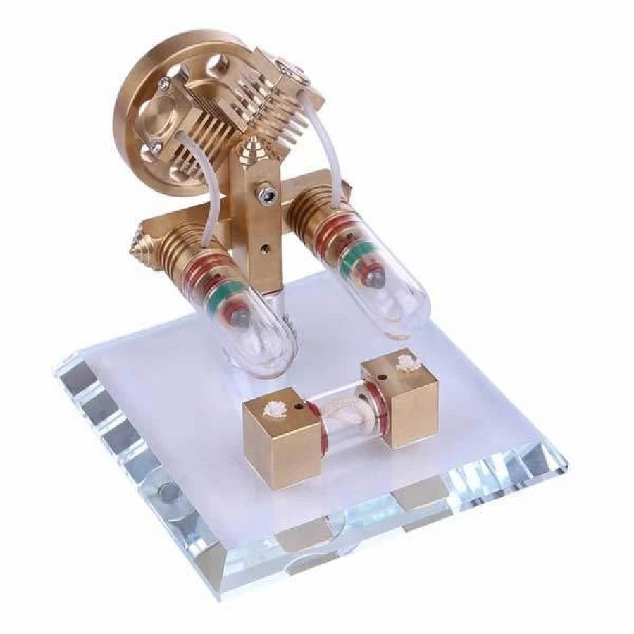 Model Engine * | Engine Diy V2 Stirling Engine Free Piston Engine 2 Cylinder Motor Model Toy