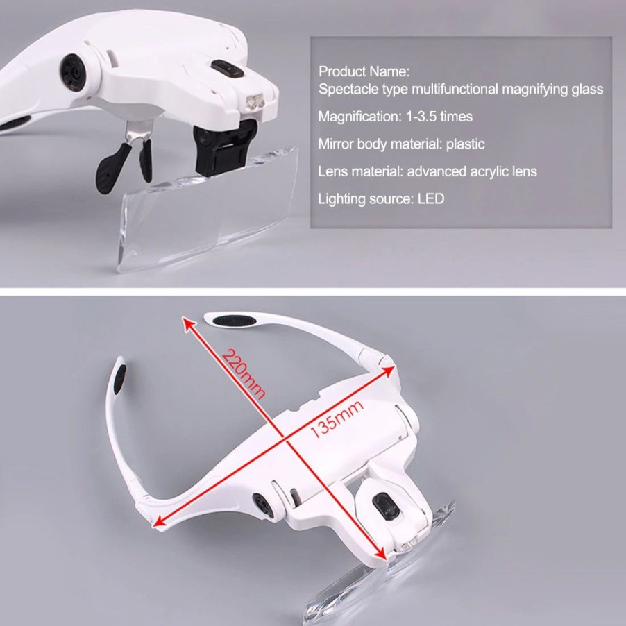 Accessories * | Engine Diy 1-3.5X Head-Mounted Magnifying Glass Model Debugging/Repairing Assistant With Lenses And Led Lights