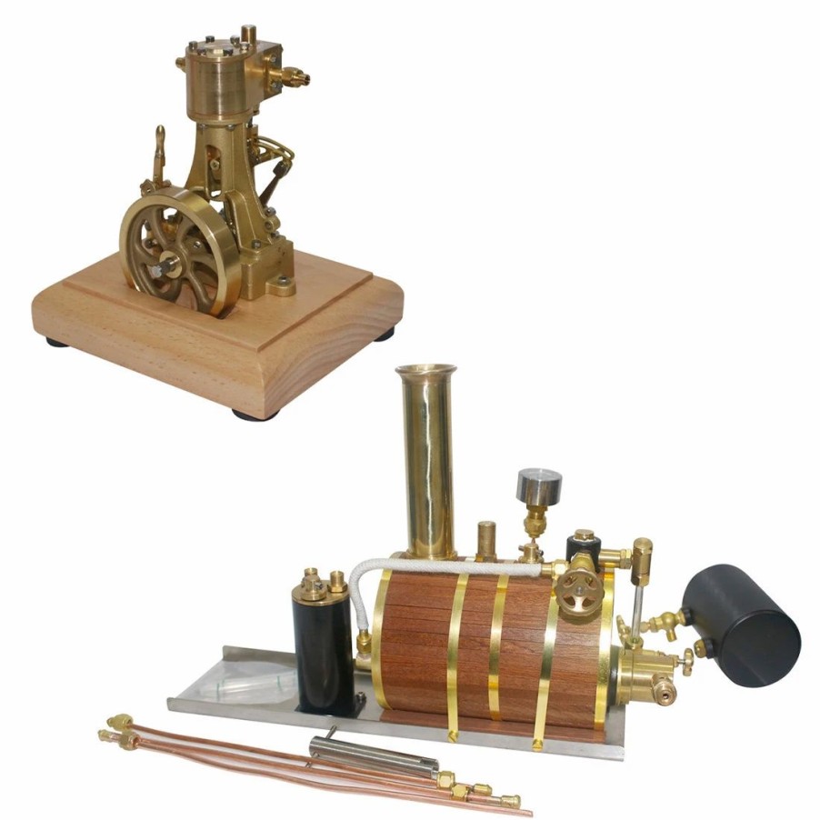 Model Engine * | Enginediy 1.85Cc Retro Vertical Single-Cylinder Reciprocating Double-Acting Model Steam Engine With 200Ml Steam Boiler